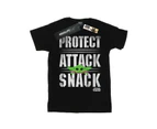 Star Wars Girls The Mandalorian Protect Attack Snack Cotton T-Shirt (Black) - BI38946