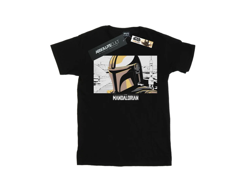 Star Wars Girls The Mandalorian Profile Frame Cotton T-Shirt (Black) - BI39057