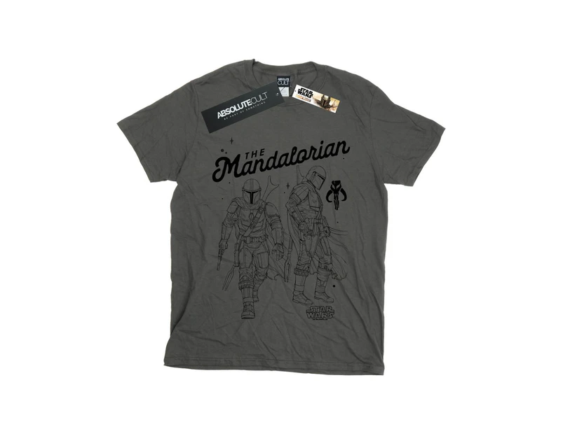 Star Wars Girls The Mandalorian Hunter Profile Cotton T-Shirt (Charcoal) - BI39079