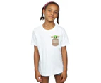 Star Wars Girls The Mandalorian The Child Cargo Pocket Cotton T-Shirt (White) - BI39102