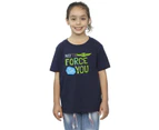 Star Wars Girls The Mandalorian May The Force Be With You Cotton T-Shirt (Navy Blue) - BI39142