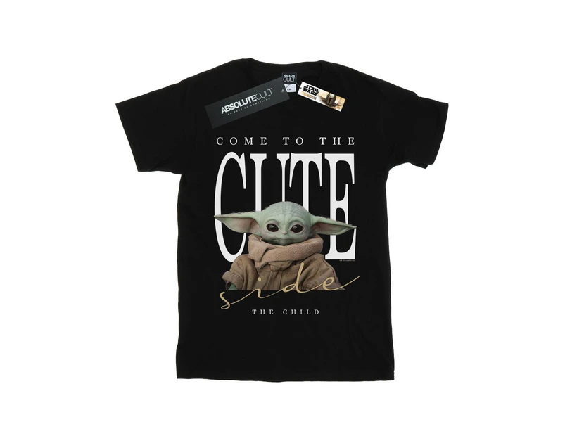Star Wars Girls The Mandalorian The Cute Side Cotton T-Shirt (Black) - BI39184
