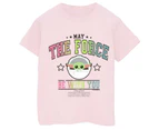 Star Wars Girls The Mandalorian The Force Collegiate Cotton T-Shirt (Baby Pink) - BI39203