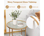 Giantex 2-Tier Round Side Table Tempered Glass End Table Nightstand w/Faux Marble Storage Shelf