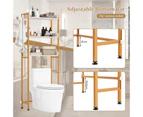 Giantex 3-Tier Over the Toilet Organiser Bathroom Storage Shelf w/4 Hooks & Adjustable Bottom Bar Space Saver White