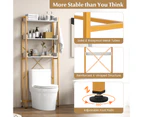 Giantex 3-Tier Over the Toilet Organiser Bathroom Storage Shelf w/4 Hooks & Adjustable Bottom Bar Space Saver White