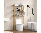 Giantex 3-Tier Over the Toilet Organiser Bathroom Storage Shelf w/4 Hooks & Adjustable Bottom Bar Space Saver White