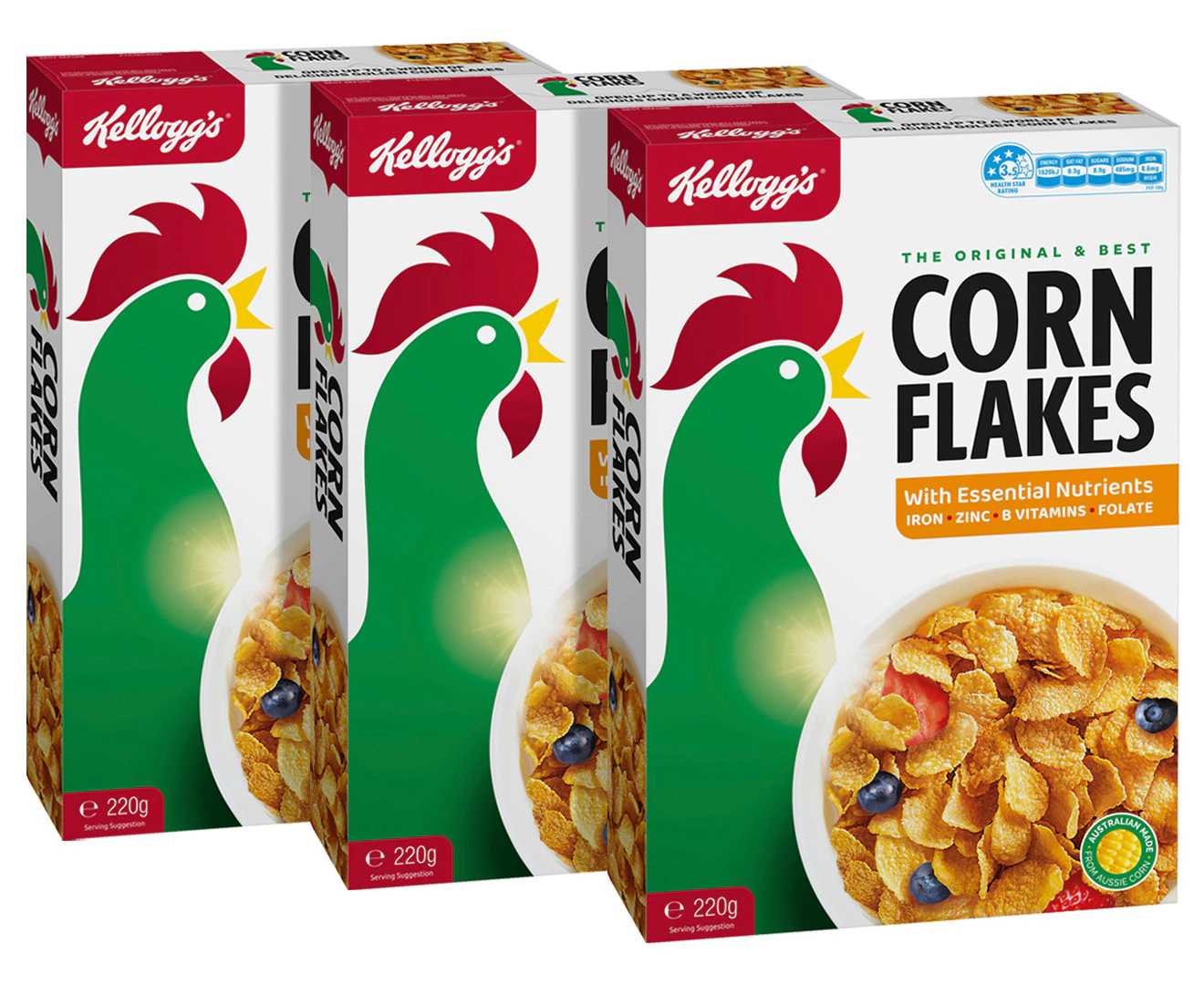 3 x Kellogg's Corn Flakes 220g