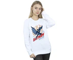 DC Comics Womens Batman Into Action Sweatshirt (White) - BI9597