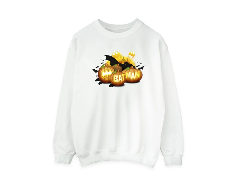 DC Comics Womens Batman Pumpkins Sweatshirt (White) - BI9774