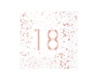 18th Birthday Rose Gold and White 16 Pack Lunch Napkins