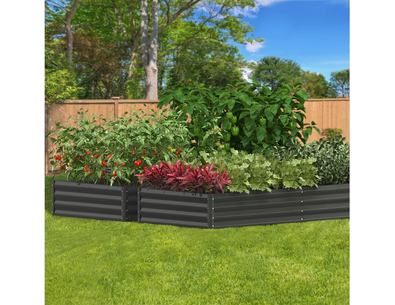 Livsip 2PCS Garden Bed 210x90CM Garden Fence Raised Planter Galvanised Steel