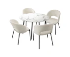 Oikiture 5PCS Dining sets 110cm Round Table with 4PCS Chairs Sherpa White