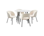 Oikiture 5PCS Dining sets 110cm Round Table with 4PCS Chairs Sherpa White