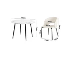 Oikiture 5PCS Dining sets 110cm Round Table with 4PCS Chairs Sherpa White