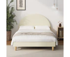 Oikiture Bed Frame Double Size Arched Beds Platform Beige Fabric