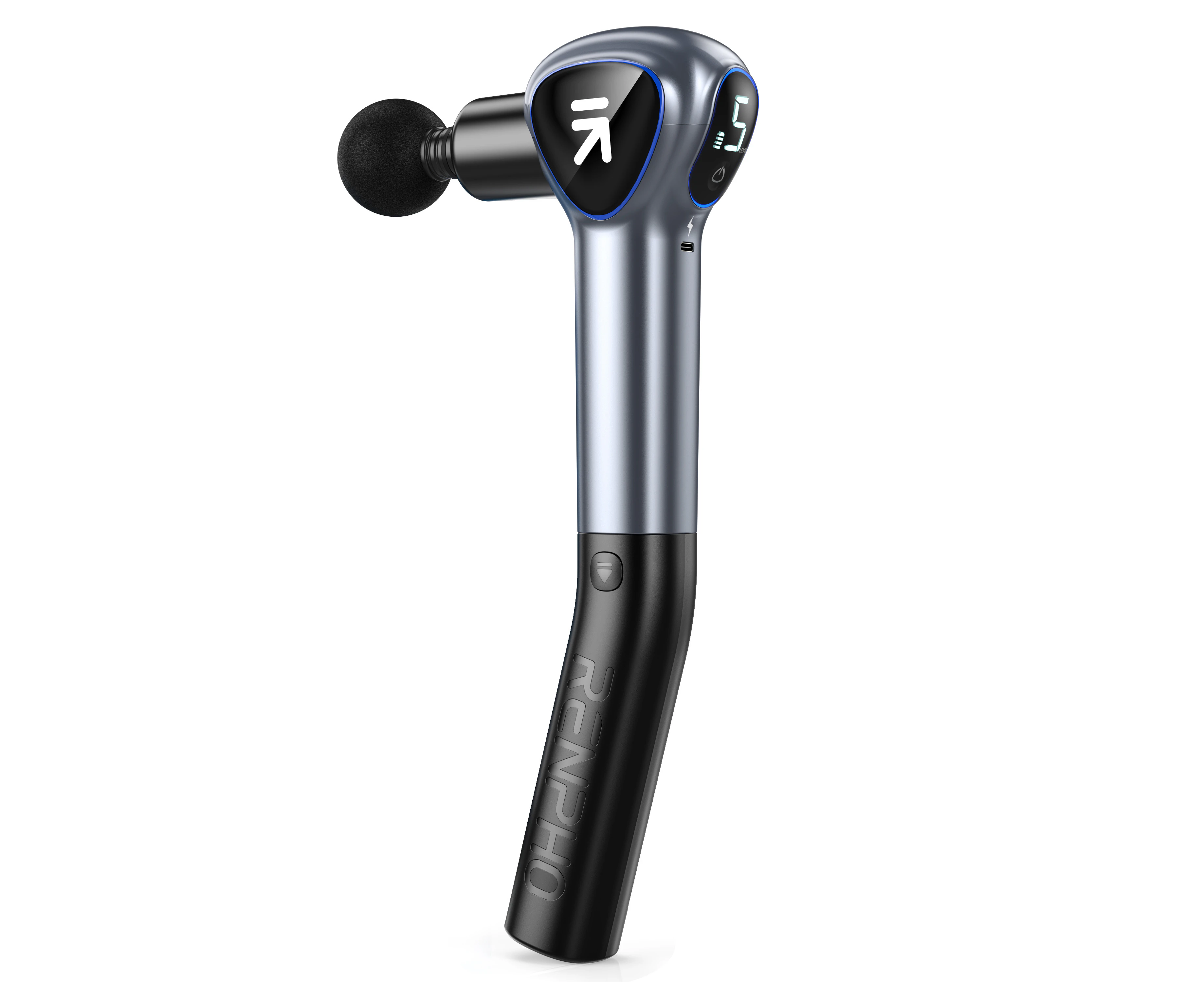 Renpho Reach Massage Gun Includes Intelligent Speed Adjustment Level And Detachable Extenstion Handle