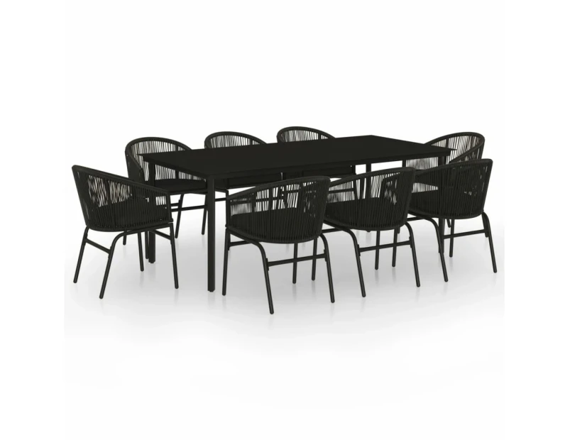 vidaXL 9 Piece Garden Dining Set Black