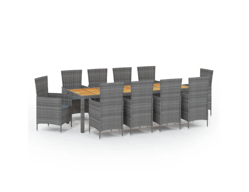 11 Piece Outdoor Dining Set with Cushions Poly Rattan Grey