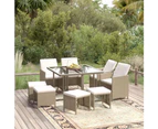 9 Piece Garden Dining Set with Cushions Poly Rattan Beige