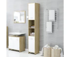 vidaXL Bathroom Cabinet White and Sonoma Oak 30x30x183.5 cm Engineered Wood