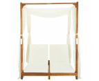 vidaXL Double Sun Lounger with Curtains & Cushions Solid Acacia Wood