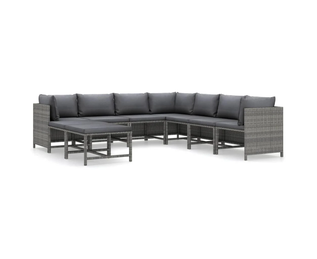 9 Piece Garden Lounge Set with Cushions Poly Rattan Grey