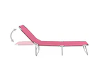 vidaXL Folding Sun Lounger Steel and Fabric Pink