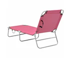 vidaXL Folding Sun Lounger Steel and Fabric Pink