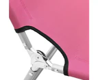 vidaXL Folding Sun Lounger Steel and Fabric Pink