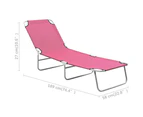 vidaXL Folding Sun Lounger Steel and Fabric Pink