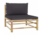 2 Piece Garden Lounge Set with Dark Grey Cushions Bamboo