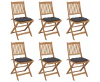 Folding Garden Chairs 6 pcs with Cushions Solid Acacia Wood