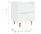 vidaXL Bed Cabinets & Pinewood Legs 2 pcs High Gloss White 40x35x50cm