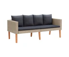 vidaXL 3 Piece Garden Lounge Set with Cushions Poly Rattan Beige