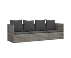 vidaXL Outdoor Lounge Bed with Cushions Grey Poly Rattan