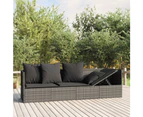 vidaXL Outdoor Lounge Bed with Cushions Grey Poly Rattan