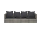 vidaXL Outdoor Lounge Bed with Cushions Grey Poly Rattan