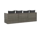 vidaXL Outdoor Lounge Bed with Cushions Grey Poly Rattan