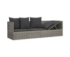 vidaXL Outdoor Lounge Bed with Cushions Grey Poly Rattan