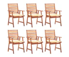 Outdoor Dining Chairs 6 pcs with Cushions Solid Acacia Wood