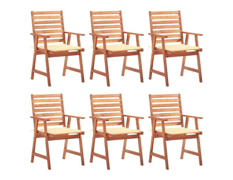 Outdoor Dining Chairs 6 pcs with Cushions Solid Acacia Wood