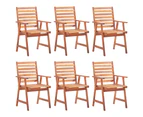 Outdoor Dining Chairs 6 pcs with Cushions Solid Acacia Wood