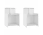 Bed Cabinets 2 pcs High Gloss White 40x35x60 cm Engineered Wood