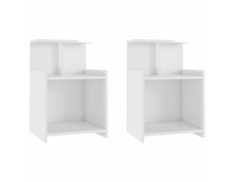 vidaXL Bed Cabinets 2 pcs High Gloss White 40x35x60 cm Engineered Wood