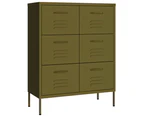 vidaXL Drawer Cabinet Olive Green 80x35x101.5 cm Steel