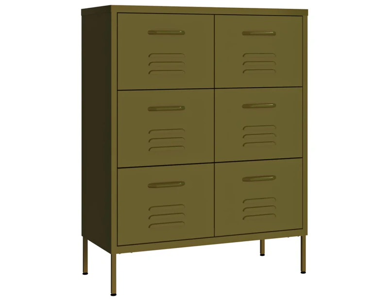 vidaXL Drawer Cabinet Olive Green 80x35x101.5 cm Steel