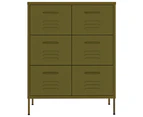 vidaXL Drawer Cabinet Olive Green 80x35x101.5 cm Steel