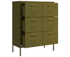 vidaXL Drawer Cabinet Olive Green 80x35x101.5 cm Steel