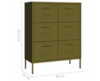 vidaXL Drawer Cabinet Olive Green 80x35x101.5 cm Steel